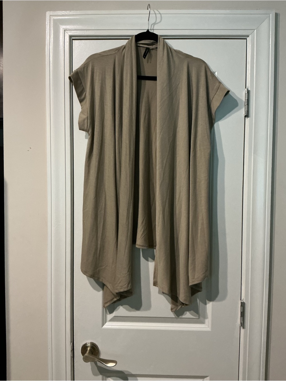 New Directions Beige Open Front Draped Cardigan